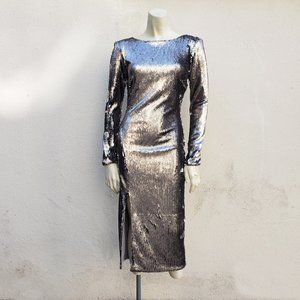Dress the Population Silver Long Sleeve Dress